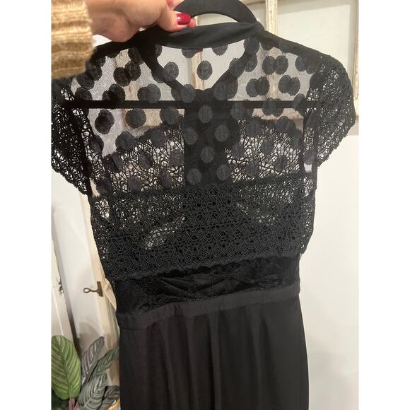 Betsey Johnson size 4 black jumpsuit with lace top - Picture 4 of 4